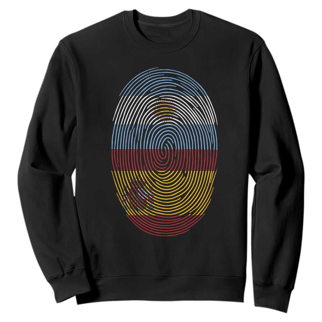 Argentina Spain Flag Fingerprint Graphic Sweatshirt Dual Heritage Spanish Argetine Pride Match Day TS02 Black Print Your Wear