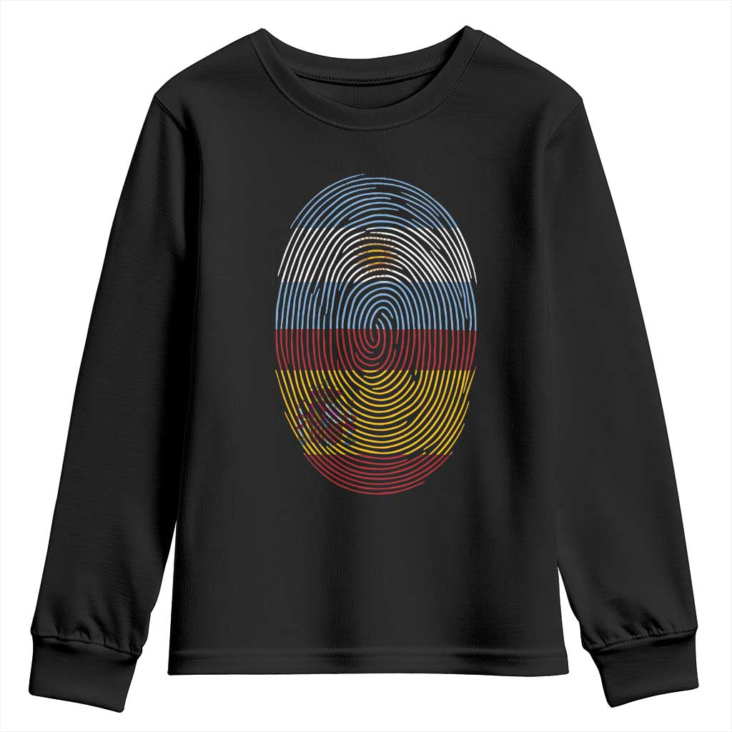 Argentina Spain Flag Fingerprint Graphic Youth Sweatshirt Dual Heritage Spanish Argetine Pride Match Day TS02 Black Print Your Wear