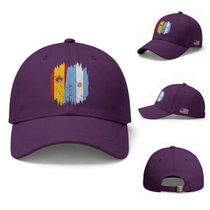 Argentina Spain Dual Heritage Flag Graphic Baseball Cap Vintage Spanish Argetine Match Day Pride TS02 Baseball Cap Universal Fit Purple Print Your Wear
