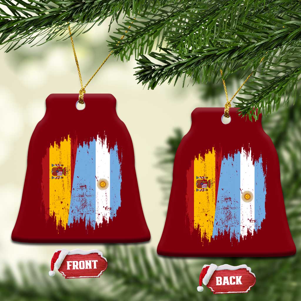 Argentina Spain Dual Heritage Flag Graphic Ceramic Ornament Vintage Spanish Argetine Match Day Pride TS02 Print Your Wear