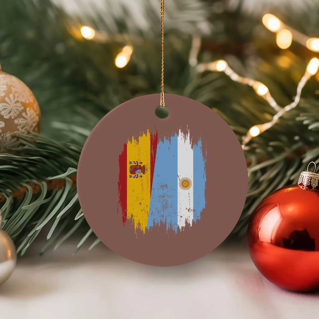 Argentina Spain Dual Heritage Flag Graphic Ceramic Ornament Vintage Spanish Argetine Match Day Pride TS02 1pc Mocha Print Your Wear