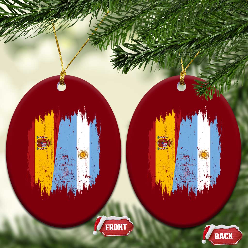 Argentina Spain Dual Heritage Flag Graphic Ceramic Ornament Vintage Spanish Argetine Match Day Pride TS02 Print Your Wear