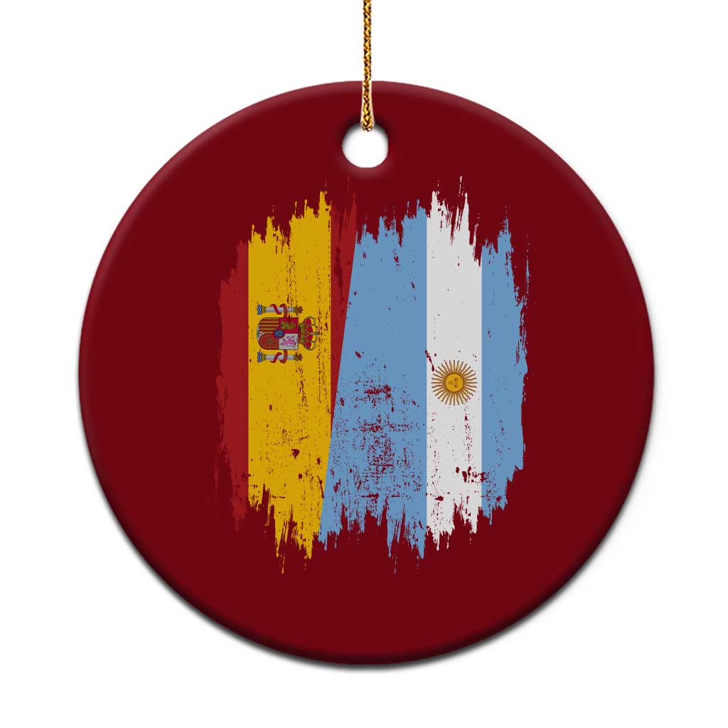 Argentina Spain Dual Heritage Flag Graphic Ceramic Ornament Vintage Spanish Argetine Match Day Pride TS02 1pc Red Print Your Wear
