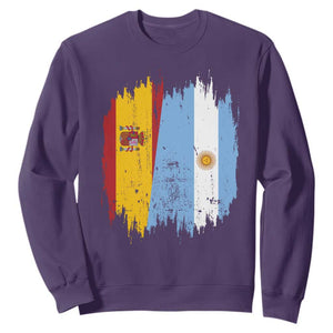 Argentina Spain Dual Heritage Flag Graphic Sweatshirt Vintage Spanish Argetine Match Day Pride TS02 Purple Print Your Wear