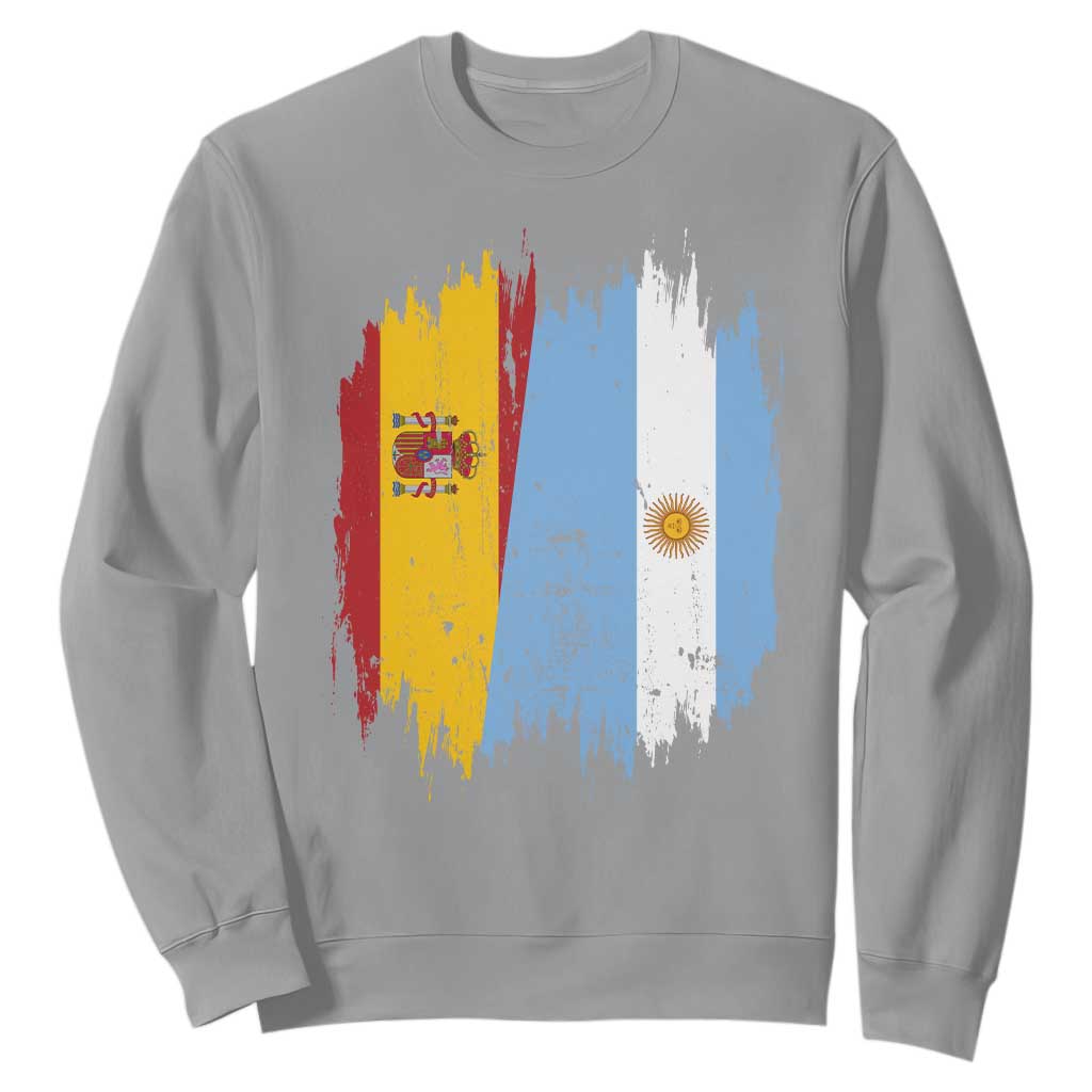 Argentina Spain Dual Heritage Flag Graphic Sweatshirt Vintage Spanish Argetine Match Day Pride TS02 Sport Gray Print Your Wear