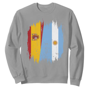 Argentina Spain Dual Heritage Flag Graphic Sweatshirt Vintage Spanish Argetine Match Day Pride TS02 Sport Gray Print Your Wear