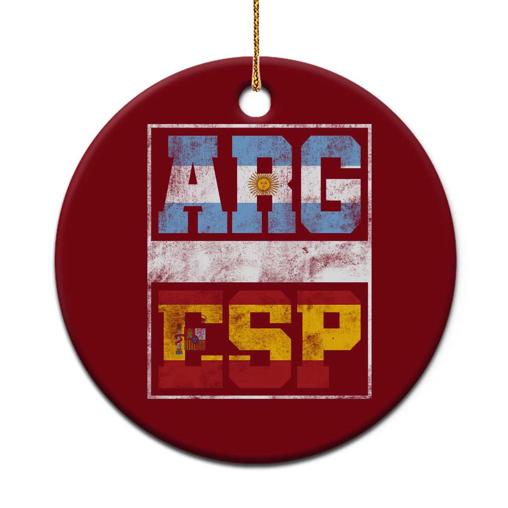 Retro ARG ESP Argentina Espana Flag Typography Graphic Ceramic Ornament Country Code Vintage Argentine Spanish Pride TS02 1pc Red Print Your Wear