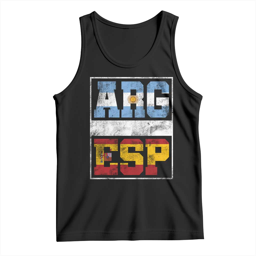 Retro ARG ESP Argentina Espana Flag Typography Graphic Tank Top Country Code Vintage Argentine Spanish Pride TS02 Black Print Your Wear