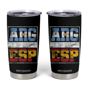 Retro ARG ESP Argentina Espana Flag Typography Graphic Tumbler Cup Country Code Vintage Argentine Spanish Pride TS02 Black Print Your Wear