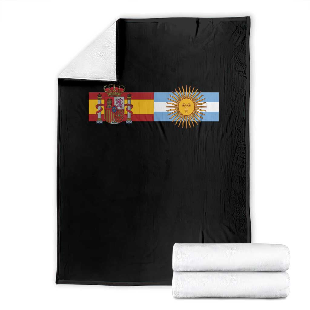 Spain Argentina Dual Flag Graphic Throw Blanket Mixed Roots Spanish Argentine Heritage Pride Match Day TS02 Black Print Your Wear