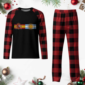 Spain Argentina Dual Flag Graphic Plaid Pajama Set Mixed Roots Spanish Argentine Heritage Pride Match Day TS02 Buffalo Plaid Print Your Wear