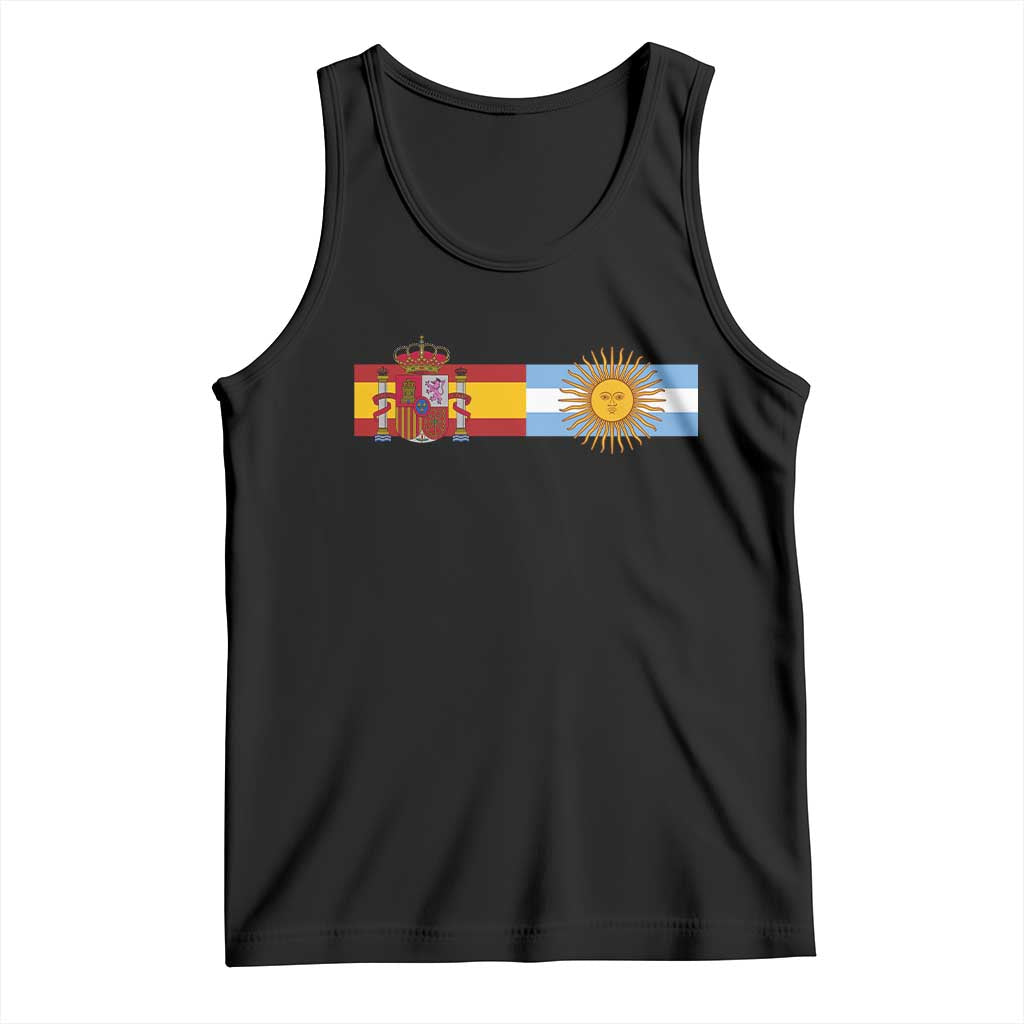 Spain Argentina Dual Flag Graphic Tank Top Mixed Roots Spanish Argentine Heritage Pride Match Day TS02 Black Print Your Wear