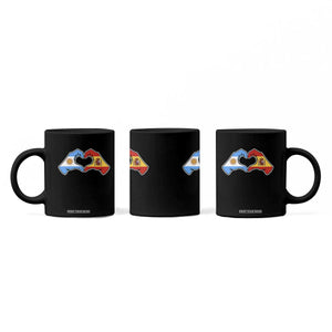 Argentina Spain Flag Heart Hands Graphic Coffee Mug Argentine Spanish Mixed Roots Pride Dual Heritage Match Day TS02 Print Your Wear