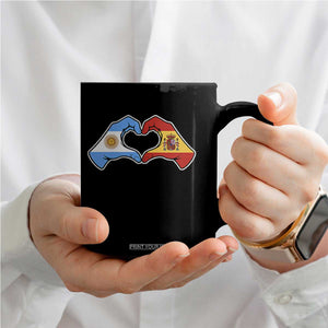 Argentina Spain Flag Heart Hands Graphic Coffee Mug Argentine Spanish Mixed Roots Pride Dual Heritage Match Day TS02 Print Your Wear