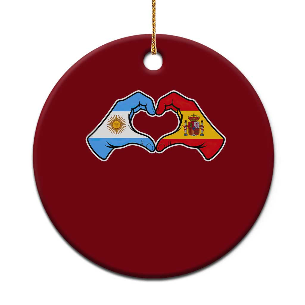 Argentina Spain Flag Heart Hands Graphic Ceramic Ornament Argentine Spanish Mixed Roots Pride Dual Heritage Match Day TS02 1pc Red Print Your Wear
