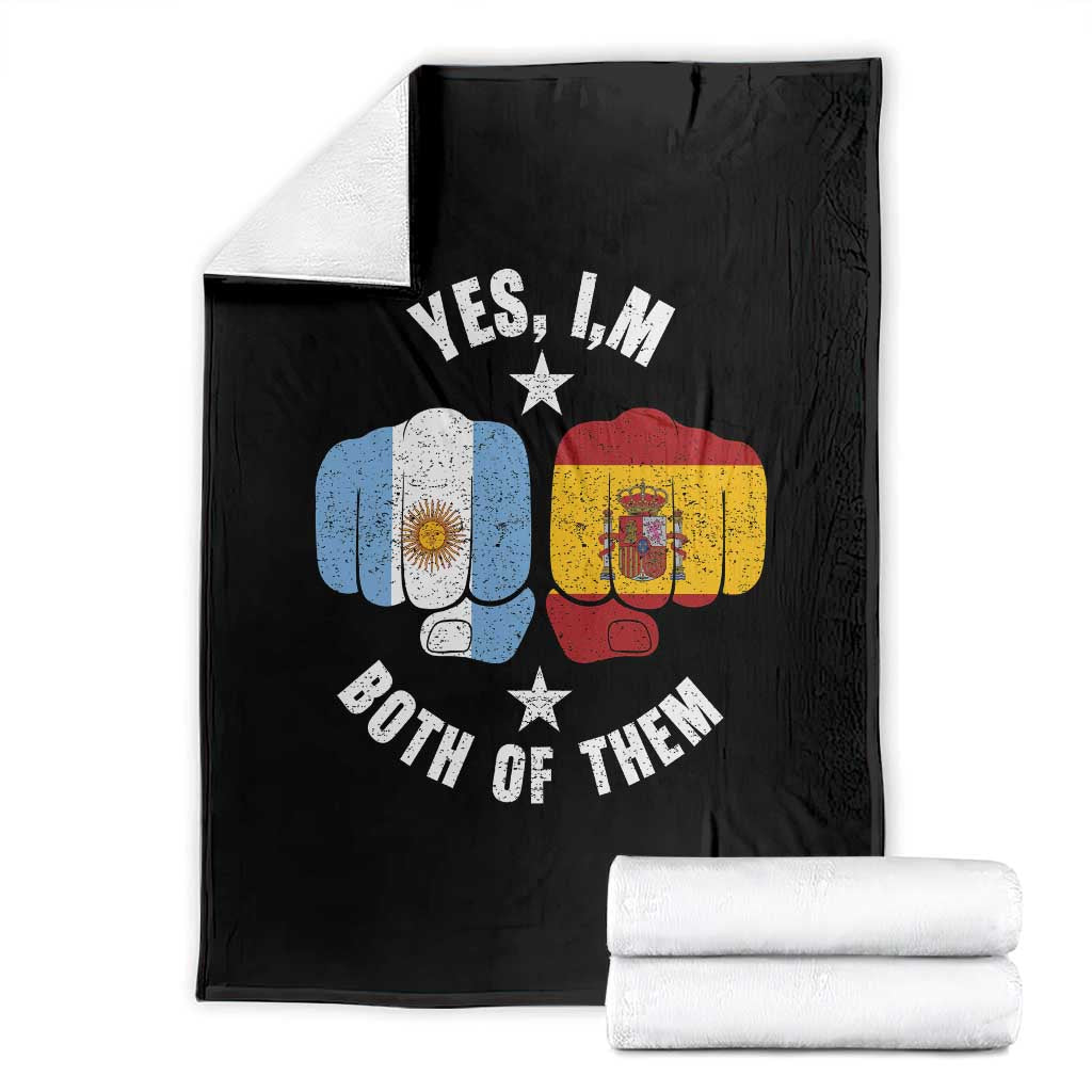 Yes Im Both Of Them Argentina Spain Fist Bump Graphic Throw Blanket Proud Spanish Argentine Dual Heritage Pride Match Day TS02 Black Print Your Wear