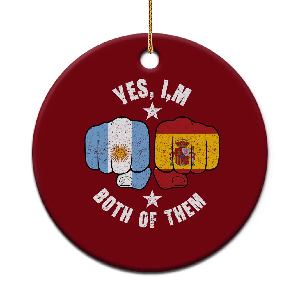 Yes Im Both Of Them Argentina Spain Fist Bump Graphic Ceramic Ornament Proud Spanish Argentine Dual Heritage Pride Match Day TS02 1pc Red Print Your Wear