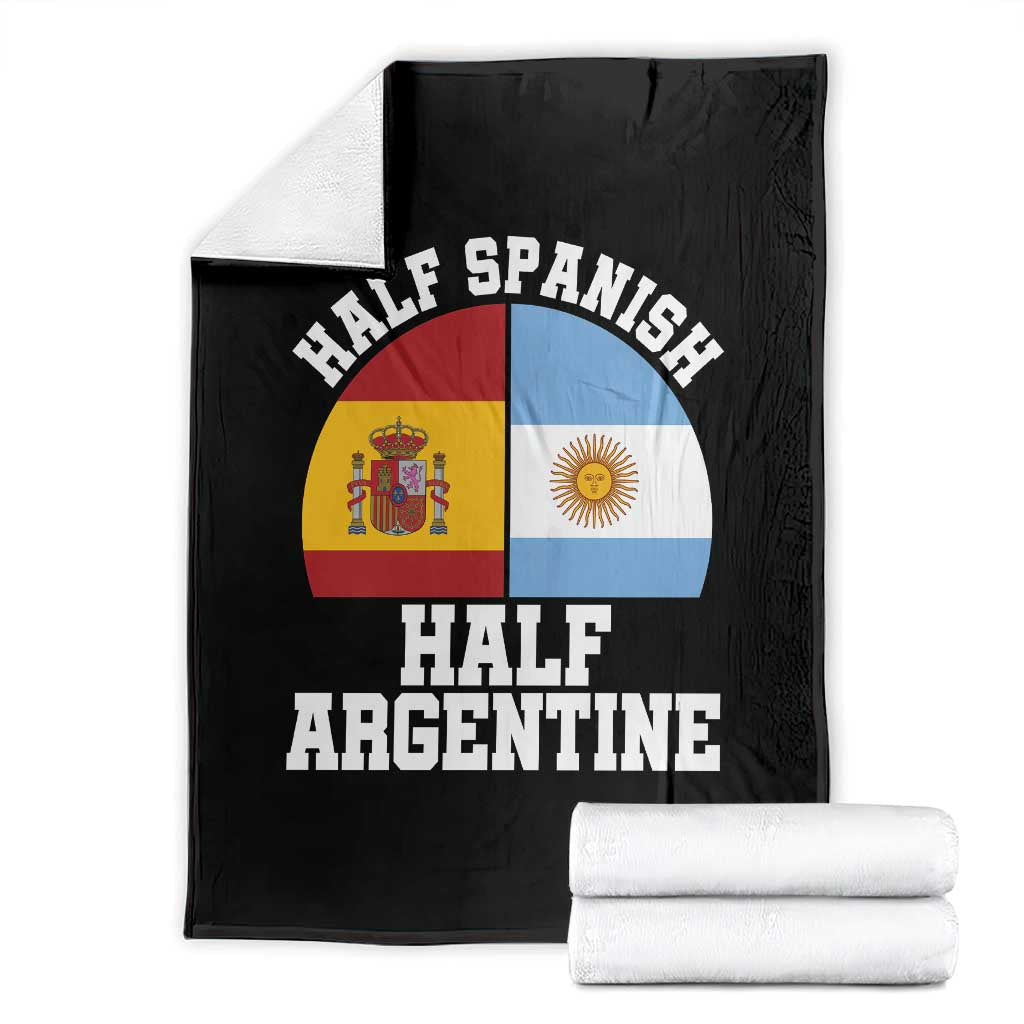 Half Spanish Half Argentine Flag Graphic Throw Blanket Proud Spain Argentina Dual Heritage Pride TS02 Black Print Your Wear