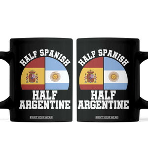 Half Spanish Half Argentine Flag Graphic Coffee Mug Proud Spain Argentina Dual Heritage Pride TS02 Black Print Your Wear