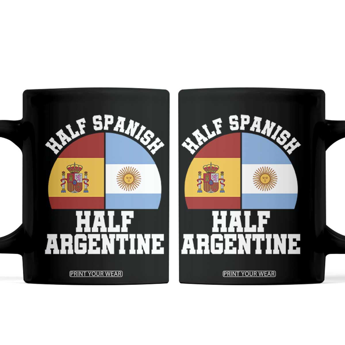 Half Spanish Half Argentine Flag Graphic Coffee Mug Proud Spain Argentina Dual Heritage Pride TS02 Black Print Your Wear