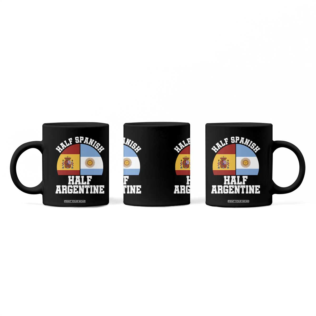 Half Spanish Half Argentine Flag Graphic Coffee Mug Proud Spain Argentina Dual Heritage Pride TS02 Print Your Wear