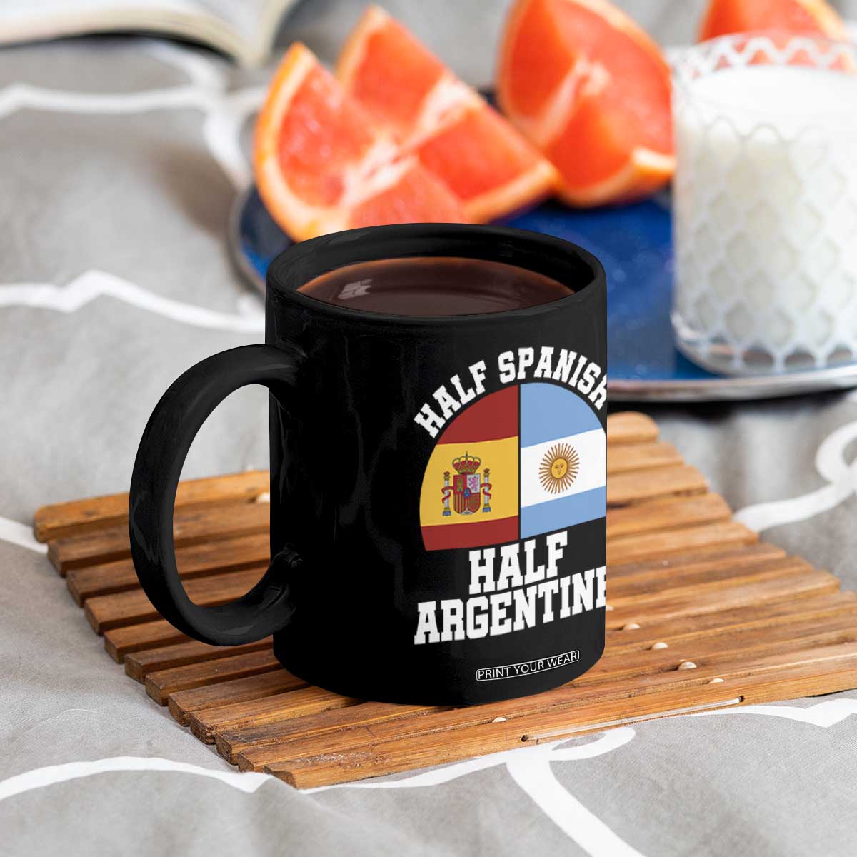 Half Spanish Half Argentine Flag Graphic Coffee Mug Proud Spain Argentina Dual Heritage Pride TS02 Print Your Wear