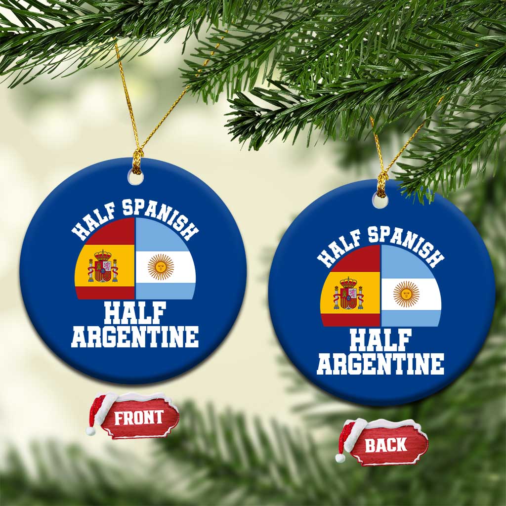 Half Spanish Half Argentine Flag Graphic Ceramic Ornament Proud Spain Argentina Dual Heritage Pride TS02 1pc Blue Print Your Wear