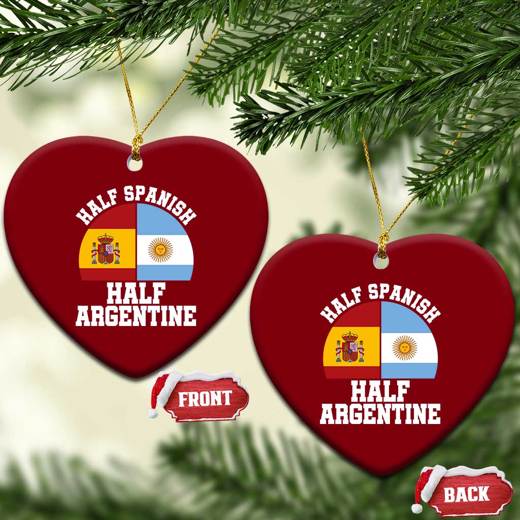 Half Spanish Half Argentine Flag Graphic Ceramic Ornament Proud Spain Argentina Dual Heritage Pride TS02 Print Your Wear