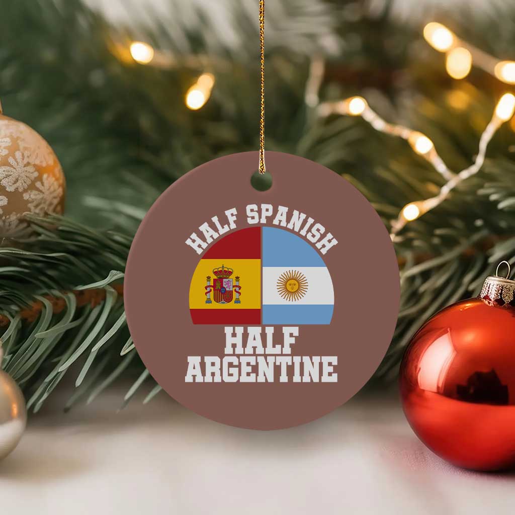 Half Spanish Half Argentine Flag Graphic Ceramic Ornament Proud Spain Argentina Dual Heritage Pride TS02 1pc Mocha Print Your Wear
