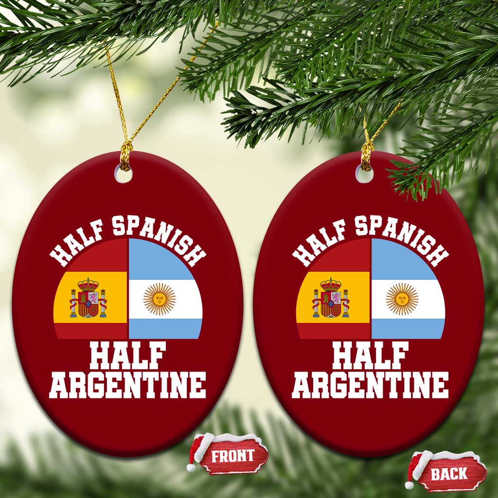 Half Spanish Half Argentine Flag Graphic Ceramic Ornament Proud Spain Argentina Dual Heritage Pride TS02 Print Your Wear