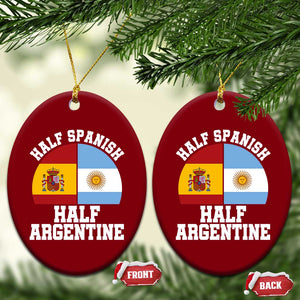 Half Spanish Half Argentine Flag Graphic Ceramic Ornament Proud Spain Argentina Dual Heritage Pride TS02 Print Your Wear