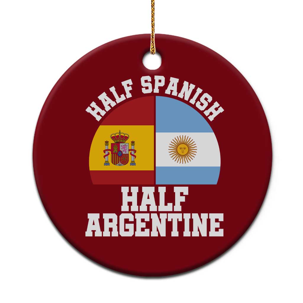 Half Spanish Half Argentine Flag Graphic Ceramic Ornament Proud Spain Argentina Dual Heritage Pride TS02 1pc Red Print Your Wear