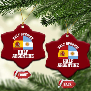 Half Spanish Half Argentine Flag Graphic Ceramic Ornament Proud Spain Argentina Dual Heritage Pride TS02 Print Your Wear