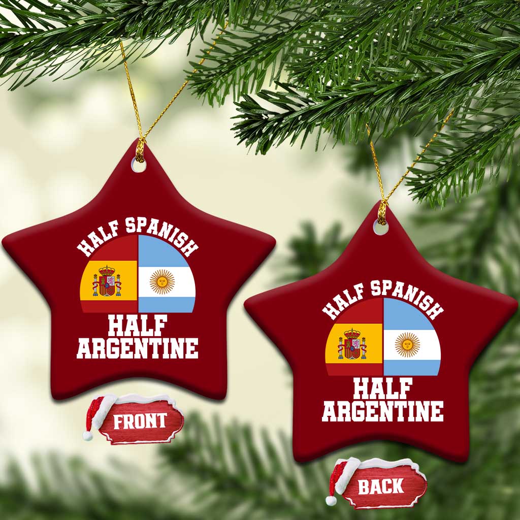 Half Spanish Half Argentine Flag Graphic Ceramic Ornament Proud Spain Argentina Dual Heritage Pride TS02 Print Your Wear