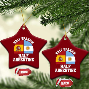 Half Spanish Half Argentine Flag Graphic Ceramic Ornament Proud Spain Argentina Dual Heritage Pride TS02 Print Your Wear
