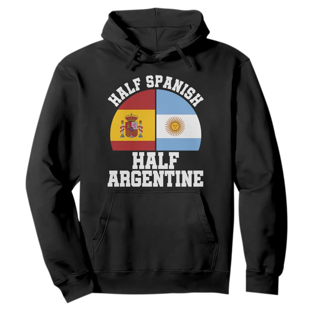 Half Spanish Half Argentine Flag Graphic Hoodie Proud Spain Argentina Dual Heritage Pride TS02 Black Print Your Wear