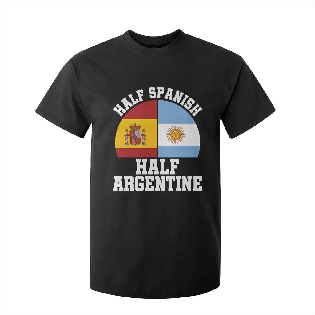 Half Spanish Half Argentine Flag Graphic T Shirt For Kid Proud Spain Argentina Dual Heritage Pride TS02 Black Print Your Wear