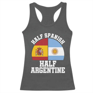 Half Spanish Half Argentine Flag Graphic Racerback Tank Top Proud Spain Argentina Dual Heritage Pride TS02 Dark Heather Print Your Wear