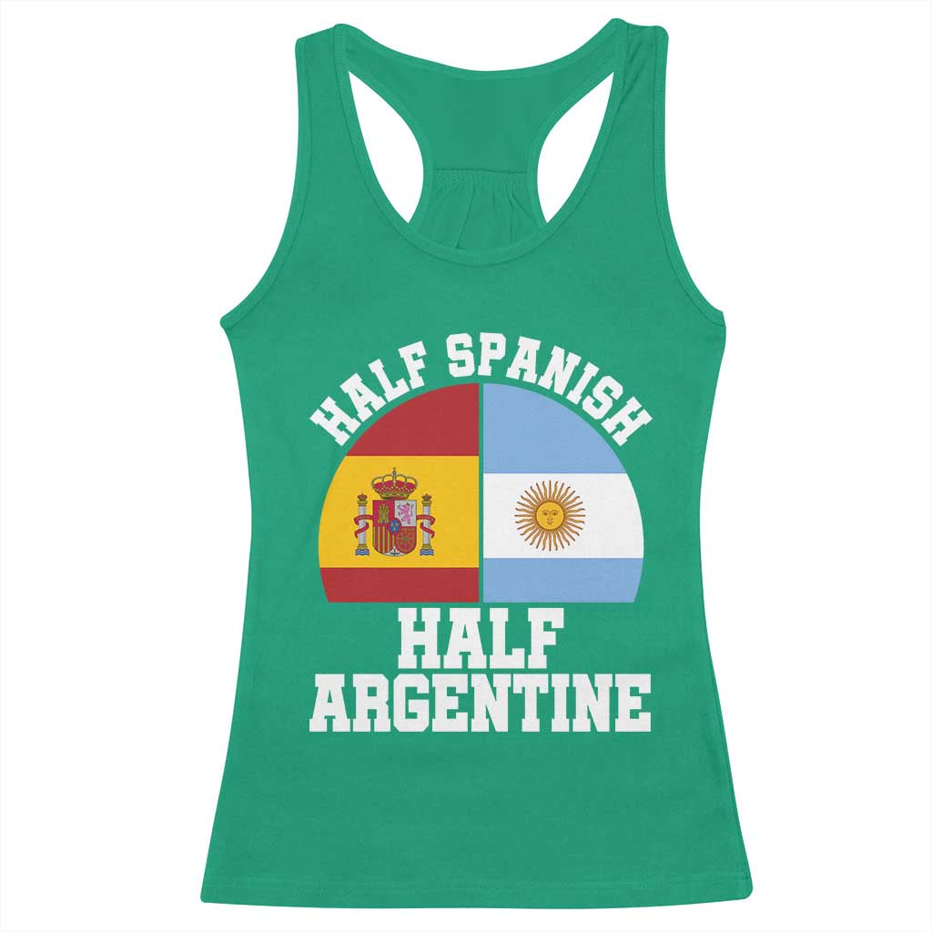 Half Spanish Half Argentine Flag Graphic Racerback Tank Top Proud Spain Argentina Dual Heritage Pride TS02 Irish Green Print Your Wear