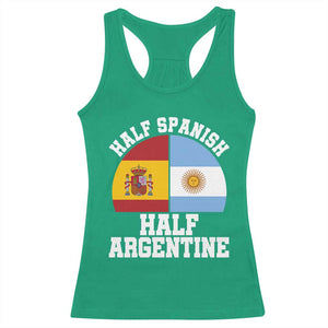 Half Spanish Half Argentine Flag Graphic Racerback Tank Top Proud Spain Argentina Dual Heritage Pride TS02 Irish Green Print Your Wear