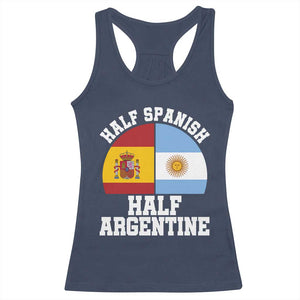 Half Spanish Half Argentine Flag Graphic Racerback Tank Top Proud Spain Argentina Dual Heritage Pride TS02 Navy Print Your Wear