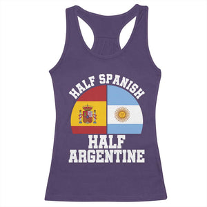 Half Spanish Half Argentine Flag Graphic Racerback Tank Top Proud Spain Argentina Dual Heritage Pride TS02 Purple Print Your Wear
