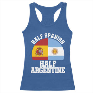 Half Spanish Half Argentine Flag Graphic Racerback Tank Top Proud Spain Argentina Dual Heritage Pride TS02 Royal Blue Print Your Wear