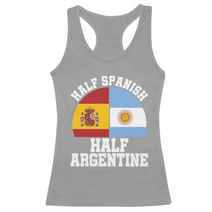 Half Spanish Half Argentine Flag Graphic Racerback Tank Top Proud Spain Argentina Dual Heritage Pride TS02 Sport Gray Print Your Wear