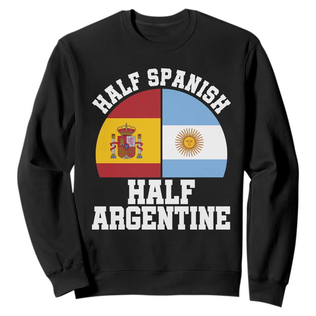 Half Spanish Half Argentine Flag Graphic Sweatshirt Proud Spain Argentina Dual Heritage Pride TS02 Black Print Your Wear