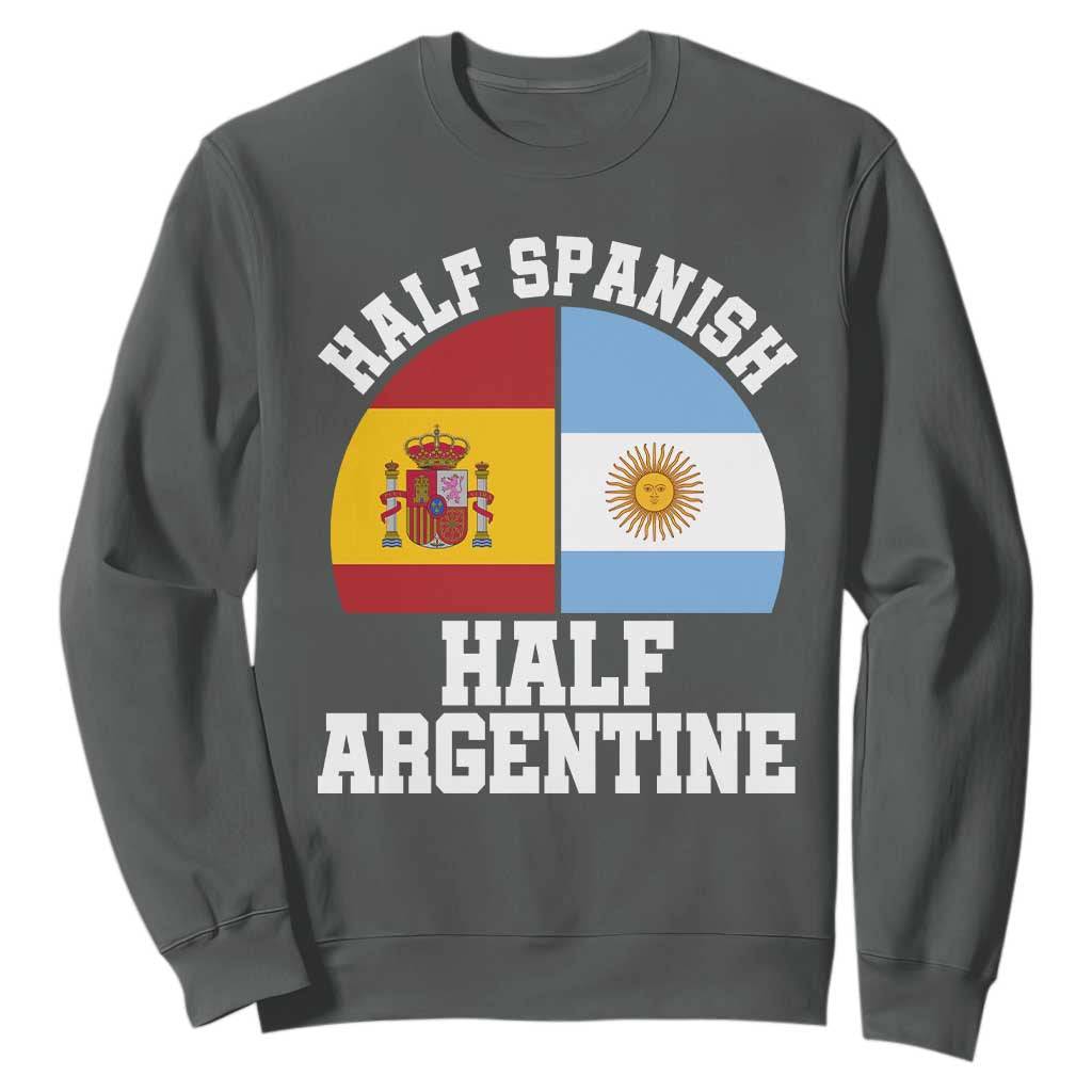 Half Spanish Half Argentine Flag Graphic Sweatshirt Proud Spain Argentina Dual Heritage Pride TS02 Dark Heather Print Your Wear