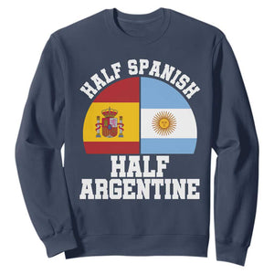 Half Spanish Half Argentine Flag Graphic Sweatshirt Proud Spain Argentina Dual Heritage Pride TS02 Navy Print Your Wear
