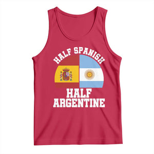 Half Spanish Half Argentine Flag Graphic Tank Top Proud Spain Argentina Dual Heritage Pride TS02 Red Print Your Wear
