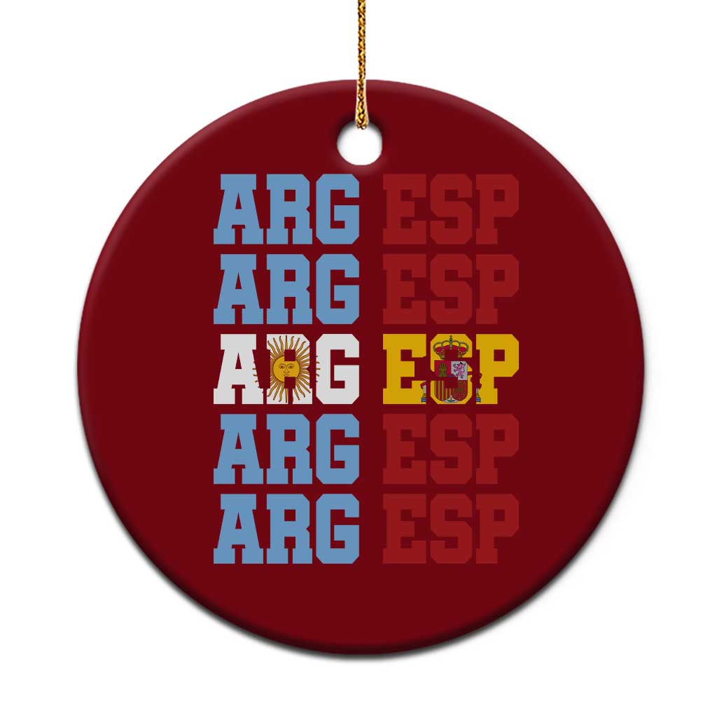 Retro ARG ESP Argentina Espana Flag Typography Graphic Ceramic Ornament Country Code Dual Argentine Spanish Heritage Pride TS02 1pc Red Print Your Wear