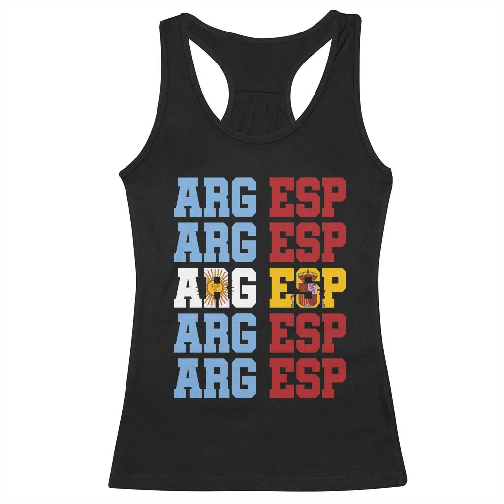 Retro ARG ESP Argentina Espana Flag Typography Graphic Racerback Tank Top Country Code Dual Argentine Spanish Heritage Pride TS02 Black Print Your Wear